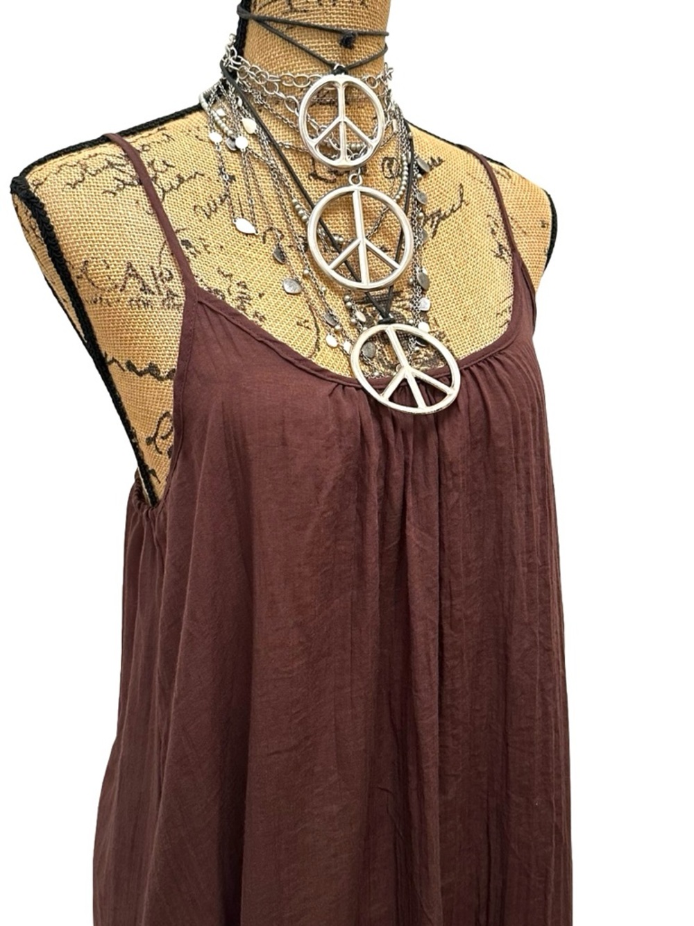 NEW - DOTTI Women's Chocolate Brown Maxi Flowing Summer Dress SIZE MEDIUM - Picture 7 of 16